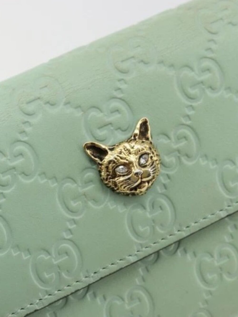 GUCCI GG Canvas Guccissima Long Wallet Leather Green Gold 548055 Auth bs35079A - Picture 13 of 16
